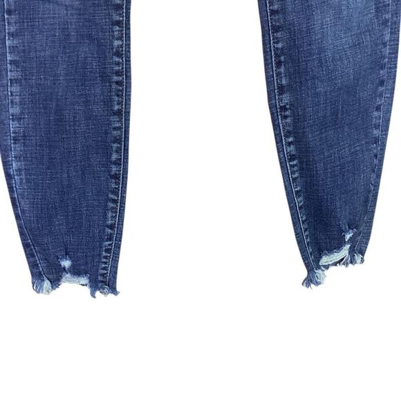 KanCan Skinny Jeans Women 9/28 Blue Alyssa Stretch Mid Rise Raw Hem Distressed - Picture 5 of 12